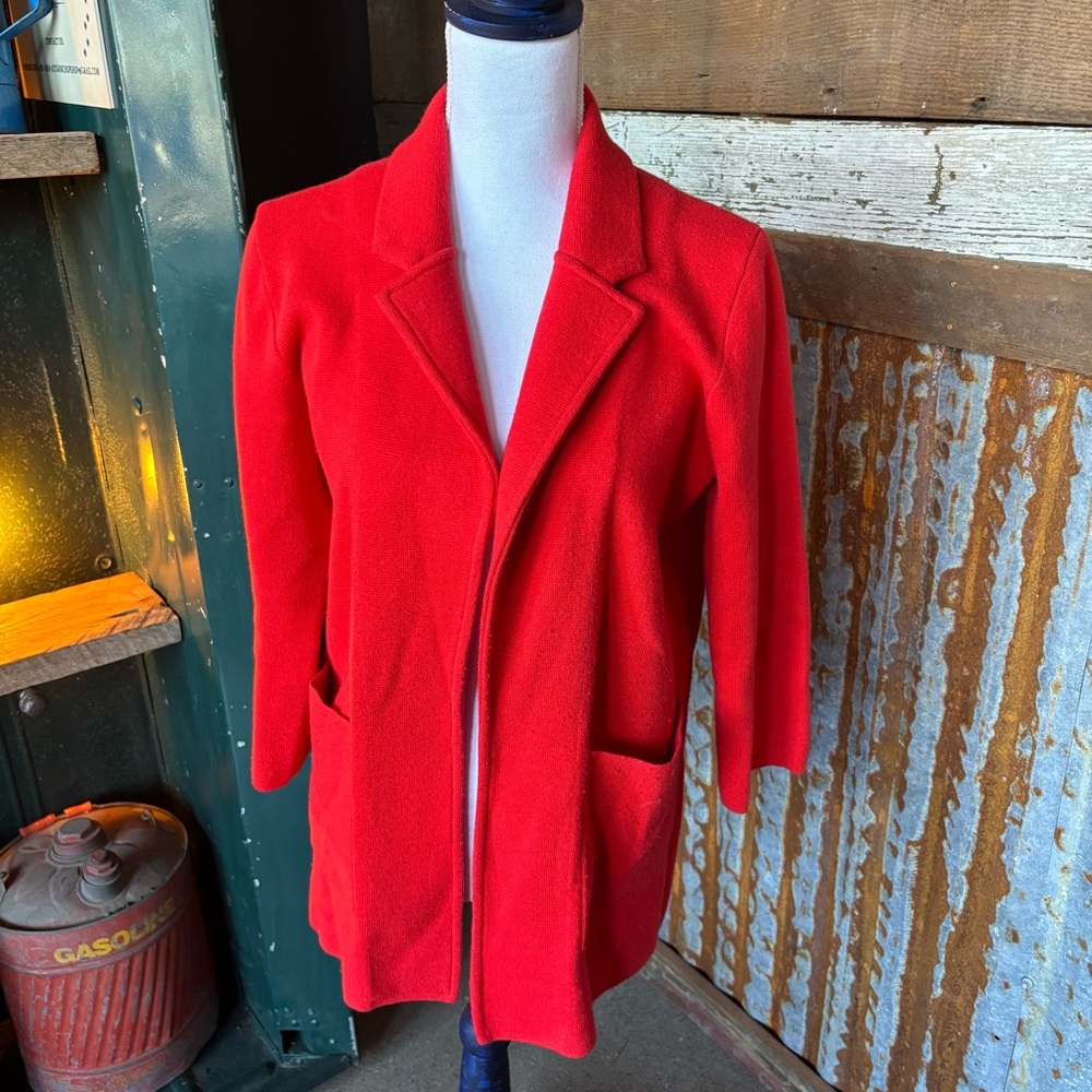 J. Crew Sophie Open Knit Red Women's Sweater Blazer Size S
